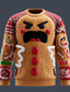 cheap Ugly Sweaters-Ugly Christmas Sweater Men&#039;s 3D Print Gingerbread Pullover Sweater Jumper Knitwear Crewneck Casual Vacation Daily Festival 3D Print Keep Warm Long Sleeve Spring Fall Winter Red -1 Red -2 Brown