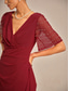 זול שמלות פשוטות-בגדי ריקוד נשים שמלת מקסי שמלה בגזרה ישרה אלגנטית מסיבת ערב אורחת חתונה מסיבת קוקטייל רגיל צבע אחיד שרוולים קצרים צווארון V אודם
