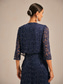 cheap Lace Tops-Women's Lace Shirt Sequins Lace Elegant 3/4 Length Sleeve V Neck Evening Party Wedding Guest Navy Blue Summer Spring Fall Winter