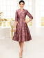 cheap Tea Length-A-Line Tea Length Party Dress Cocktail Dress Wedding Guest Dress Mother of the Bride Dress 3/4 Length Sleeve V Neck Elegant Party Formal Spandex Imitated Silk with Crystals