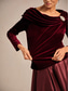 preiswerte Schicke Blusen-Weihnachten Damen Elegante Oberteile Gerafft Elegant Langarm Rundhalsausschnitt U-Boot-Ausschnitt Normale Oberteile Abendgesellschaft Abendkleidung Wein Frühling Herbst Winter