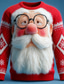 cheap Ugly Sweaters-Ugly Christmas Sweater Men&#039;s Santa Claus 3D Print Pullover Sweater Jumper Knitwear Crewneck Casual Vacation Daily Festival Keep Warm Long Sleeve Spring Fall Winter Red -1 Red -2 Red -3