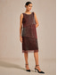 preiswerte Einfaches Kleid-Damen Maxikleid Shiftkleid Elegant Abendgesellschaft Hochzeitsgast Cocktailparty Glitzernd Geschichtet Metallisch Lässiger Schnitt Einfarbig Ärmellos Rundhalsausschnitt Weinrot
