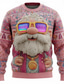 cheap Ugly Sweaters-Ugly Christmas Sweater Men&#039;s Santa Claus Print Pullover Sweater Jumper Knitwear Crewneck Casual Vacation Daily Festival Keep Warm Long Sleeve Spring Fall Winter Pink Red Blue
