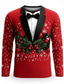 cheap Christmas Costume-Christmas Men's Christmas Costume Tuxedo T Shirt Long Sleeve T shirt 3D Print Crew Neck Shirt Fashion Basic 3D Street Casual Daily Red Summer Spring Clothing Apparel S M L XL XXL XXXL