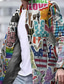 preiswerte leichter Herrenmantel-Herren Graffiti Nationalflagge Wintermantel Mantel Warm Bequem Atmungsaktiv Mode Streetwear Geschäftlich Arbeit Büro-Outfit Ausgehen Tasche Druck Herbst Winter Umlegekragen Langarm Grau