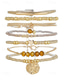 tanie Bransoletka damska-zestaw damskich bransoletek z koralikami w stylu boho – wielorzędowe bransoletki w kolorze złotym i brązowym z akcentami w kształcie serduszek i zawieszek, modna biżuteria na imprezy, festiwale i na co dzień