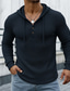 economico T-shirt in maglia waffle-Per uomo Maglietta Waffle Maglietta Maglia Henley a nido d'ape Manica Lunga Scollo a V Con Cappuccio Primavera Autunno Inverno Tinta unica Tradizionale / Vintage Casual Puro All'aperto Casa Sport