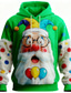 cheap Santa Claus Outfit-Christmas Men&#039;s Santa Claus 3D Cartoon Hoodie Sweatshirt Fashion Daily Casual Long Sleeve Crew Neck Hooded Home Party Gift Red Blue Purple Green Drawstring Fall Winter Designer S M L XL XXL XXXL