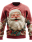 cheap Ugly Sweaters-Ugly Christmas Sweater Men&#039;s Santa Claus 3D Print Pullover Sweater Jumper Knitwear Crewneck Casual Vacation Daily Festival 3D Print Keep Warm Long Sleeve Spring Fall Winter Red -1 Red -2 Red -3