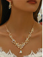 abordables Collar de mujer-Conjunto de joyas de cristal rojo para mujer, elegante collar y aretes de diamantes de imitación con detalles dorados, perfecto para fiestas, bodas. &amp;eventos nocturnos