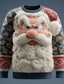 cheap Ugly Sweaters-Ugly Christmas Sweater Men&#039;s Santa Claus 3D Print 3D Cartoon Pullover Sweater Jumper Knitwear Crewneck Casual Vacation Daily Festival 3D Print Keep Warm Long Sleeve Spring Fall Winter White Blue Green