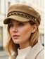 ieftine Pălării de damă-Pălărie de damă din tweed țesut, cu detaliu de lanț – șapcă vintage în stil băiat de ziare, pentru ținute casual de toamnă-iarnă și streetwear
