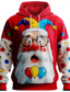 cheap Santa Claus Outfit-Christmas Men&#039;s Santa Claus 3D Cartoon Hoodie Sweatshirt Fashion Daily Casual Long Sleeve Crew Neck Hooded Home Party Gift Red Blue Purple Green Drawstring Fall Winter Designer S M L XL XXL XXXL