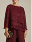preiswerte Schicke Blusen-Damen Spitzenbluse Bluse Elegante Oberteile Chiffon Tops Asymmetrischer Saum Einfarbig Blumen Elegant Stilvoll Lässig Halbarm Flattrige Ärmel U-Boot-Ausschnitt Normale Oberteile Täglich Arbeit