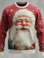 cheap Ugly Sweaters-Ugly Christmas Sweater Men&#039;s Santa Claus 3D Print Pullover Sweater Jumper Knitwear Crewneck Casual Vacation Daily Festival 3D Print Keep Warm Long Sleeve Spring Fall Winter Red -1 Red -2 Red -3