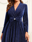 economico Lunghezza del pavimento-Abito lungo A-Line per ospiti di matrimonio abiti formali da sera abito da cerimonia per la madre della sposa con maniche lunghe scollo a V elegante vintage lussuoso con pieghe paillettes