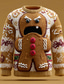cheap Ugly Sweaters-Ugly Christmas Sweater Men&#039;s 3D Print Gingerbread Pullover Sweater Jumper Knitwear Crewneck Casual Vacation Daily Festival 3D Print Keep Warm Long Sleeve Spring Fall Winter Red -1 Red -2 Brown
