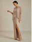 billiga Chiffongklänningar-Dam Maxiklänning Sheath Dress Chiffongklänningar Wrapklänning Elegant Formell cocktail Kvällsfest Bröllopsgäst Cocktailfest Plisserad Glitter Asymmetrisk Normal Ensfärgat Ärmlös V-hals Rosguld