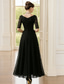 preiswerte Knöchellänge-A-Linie Knöchellänge Partykleid Cocktailkleid Kleid für Hochzeitsgäste Brautmutterkleid Halbarm V Ausschnitt Elegant Schwarzes Kleid Formeller Abend Hochzeitsfeier mit Spitze