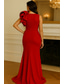 ieftine Rochii de seară sirenă-Trompetă  Sirenă Lungime Podea Rochii de bal Rochii de seara Rochie De Bal Rochie formală Elegant Manșon scurt Stil Nautic Nuntă Oficial Crep stretch cu Volane
