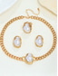 economico Collana da donna-set di gioielli da donna in oro e perle per feste: collana a catena spessa, orecchini vistosi, bracciale e anello, eleganti accessori in stile barocco per la sera &amp;eventi formali