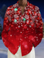 cheap Christmas Light Outfit-Christmas Men&#039;s Snowflake Christmas Light Shirt Button Up Shirt Long Sleeve Fashion Casual Holiday Spring Fall Turndown 3D Print Front One Pocket Linen Like Shirt Red Purple Gold