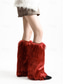 baratos Meias femininas-Aquecedores de pernas de pele sintética para mulheres, protetores de botas de cano alto fofos, acessórios elegantes para fantasias de festa de inverno, roupas de Natal e feriados