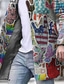 preiswerte leichter Herrenmantel-Herren Graffiti Nationalflagge Wintermantel Mantel Warm Bequem Atmungsaktiv Mode Streetwear Geschäftlich Arbeit Büro-Outfit Ausgehen Tasche Druck Herbst Winter Umlegekragen Langarm Grau