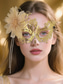 billige Maskerade Tilbehør-Damemaske i gullfiligran med blomster- og perledetaljer til julefest og ball &amp;skoleball