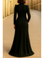 preiswerte Smokingkleider-Schwarzer Blazer Smokingkleid Körpernah formal Hochzeit Pailletten  Baumwolle Elegant Glänzend Langarm Bodenlänge Umklappkragen Reißverschluss