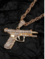 ieftine Bijuterii pentru bărbați-Colier cu pandantiv din aliaj pentru bărbați, cu design de pistol cu strasuri, lanț de bijuterii strălucitoare hip hop, accesoriu de modă pentru petreceri, concerte și streetwear