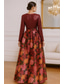 preiswerte Abendkleider-A-Linie Bodenlang Abendkleid Ballkleid Elegant Langarm Rundhalsausschnitt Hochzeit Formell Tasche Nylon Paillettenbesetzt mit Blumenmuster Paillette Schlitz