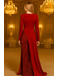 cheap Ball Gown Evening Dresses-A-Line Floor Length Evening Gown Ball Gown with Overskirt Formal Dress Elegant Glittering Silky Long Sleeve V Neck Wedding Formal Sequined Stretch Crepe with Glitter