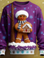 cheap Ugly Sweaters-Ugly Christmas Sweater Men&#039;s 3D Print Gingerbread Pullover Sweater Jumper Knitwear Crewneck Casual Vacation Daily Festival Keep Warm Long Sleeve Spring Fall Winter Red Blue Purple