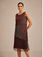 preiswerte Einfaches Kleid-Damen Maxikleid Shiftkleid Elegant Abendgesellschaft Hochzeitsgast Cocktailparty Glitzernd Geschichtet Metallisch Lässiger Schnitt Einfarbig Ärmellos Rundhalsausschnitt Weinrot