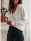 cheap Plain Pullover-Women&#039;s Sweater Elegant Vintage Fashion V Neck Lace Long Sleeve Regular Tops Knit Daily Holiday Date White Fall Winter