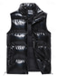 halpa Miesten Pufferi Liivi-Miesten Puffer Vest Liivi Gilet Loma Päivittäin Deitti Muoti Vapaa-aika Syksy Talvi Tasku Polyesteri Pidä lämpimänä Mukava Yhtenäinen väri Vetoketju Stand-kaula-aukko Normaali Musta Valkoinen Kahvi