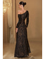 cheap A-Line Evening Dresses-A-Line Floor Length Evening Gown Ball Gown Formal Dress Elegant Short Sleeve One Shoulder Formal Wedding Pocket Lace Velvet with Floral Print 2025