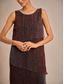 preiswerte Einfaches Kleid-Damen Maxikleid Shiftkleid Elegant Abendgesellschaft Hochzeitsgast Cocktailparty Glitzernd Geschichtet Metallisch Lässiger Schnitt Einfarbig Ärmellos Rundhalsausschnitt Weinrot