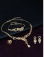 billige Halskjede for kvinner-Smykkesett med gullkjede for kvinner - elegant sett med fire deler i halskjede, armbånd, øredobber og ring med bladdesign til fest, kveldsball eller formell anledning