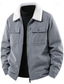 cheap Casual Jackets-Men's Winter Jacket Fleece Jacket Casual Jacket Vacation Daily Thermal Warm Pocket Fleece Fall Winter Plain Fashion Streetwear Lapel Regular Black Khaki Army Green Gray Jacket
