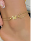 economico Bracciale da donna-Bracciale alla caviglia da donna in acciaio inossidabile a forma di farfalla, disponibile in oro e argento, elegante design a catena con dettagli a forma di cuore, perfetto per un abbigliamento casual e da sera