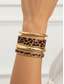 economico Bracciale da donna-braccialetti da donna in lega color oro con stampa leopardata – set da 4, elegante design con stampa animalier, perfetti per un abbigliamento casual e da sera