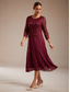 ieftine Rochie simplă-Pentru femei Rochii Midi Rochie A line Elegant Serată Invitat la nunta Dantelă Fit regulat Culoare solidă Lungime Manșon 3/4 Stil Nautic Roșu Vin