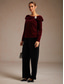 preiswerte Schicke Blusen-Weihnachten Damen Elegante Oberteile Gerafft Elegant Langarm Rundhalsausschnitt U-Boot-Ausschnitt Normale Oberteile Abendgesellschaft Abendkleidung Wein Frühling Herbst Winter