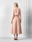 preiswerte Mamas Kleidersets-Zweiteilig A-Linie Knöchellänge Kleid für Hochzeitsgäste Zweiteiliges Kleid Brautmutterkleid Langarm Spaghettiträger Elegant Einfach Cocktailparty Semi-Formal Stretchstoff mit Einfarbig