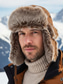 abordables Chapeaux pour hommes-Chapeau trappeur en fausse fourrure pour homme, chaud et élégant, disponible en noir et marron, parfait pour les temps froids et les activités hivernales en extérieur.