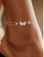 economico Bracciale da donna-Bracciale alla caviglia da donna in acciaio inossidabile a forma di farfalla, disponibile in oro e argento, elegante design a catena con dettagli a forma di cuore, perfetto per un abbigliamento casual e da sera
