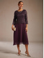 ieftine Rochii din chiffon-Pentru femei Rochii Midi Rochii din Șifon Elegant Culoare solidă Lungime Manșon 3/4 Stil Nautic Mov